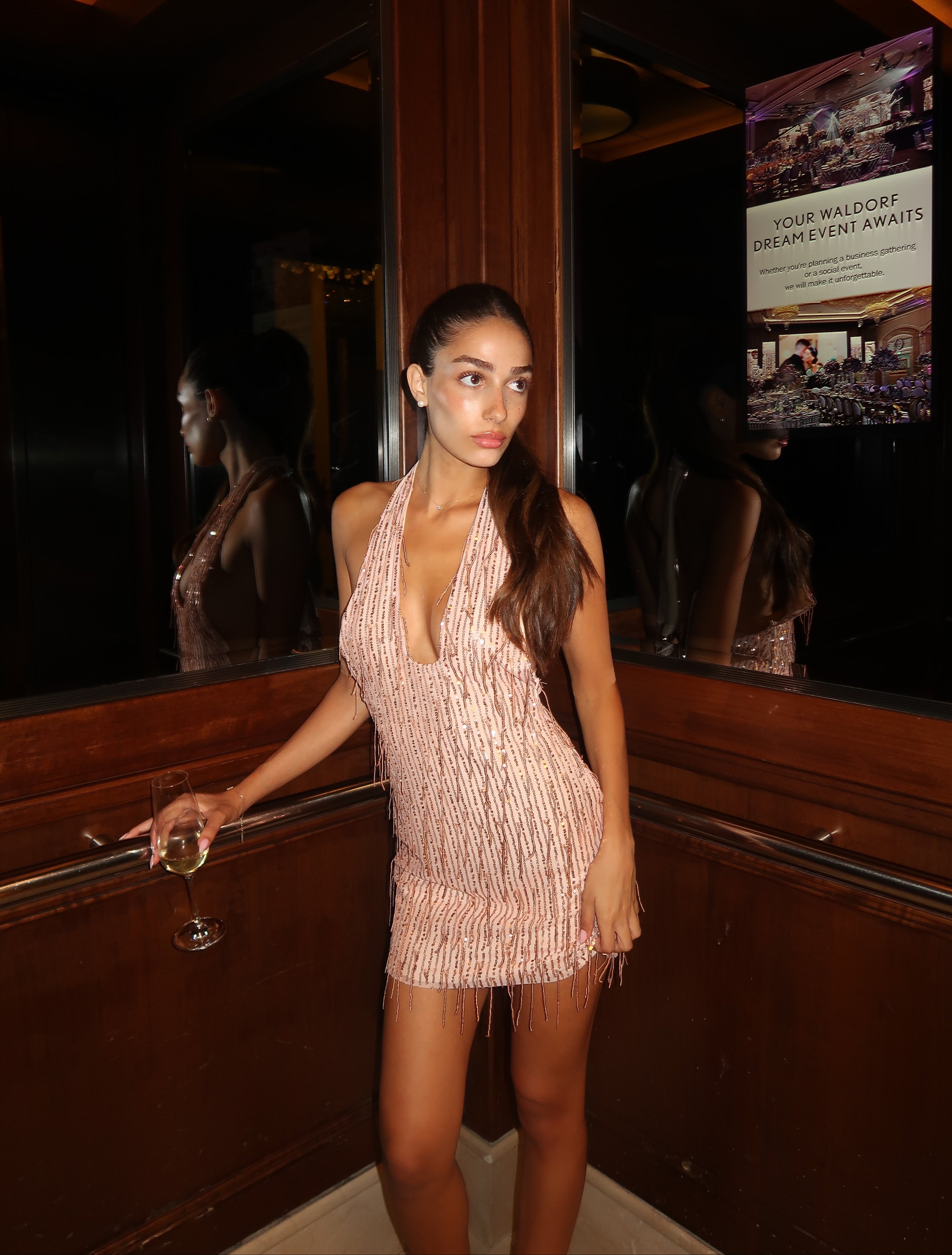 Open Crystal Mini Dress